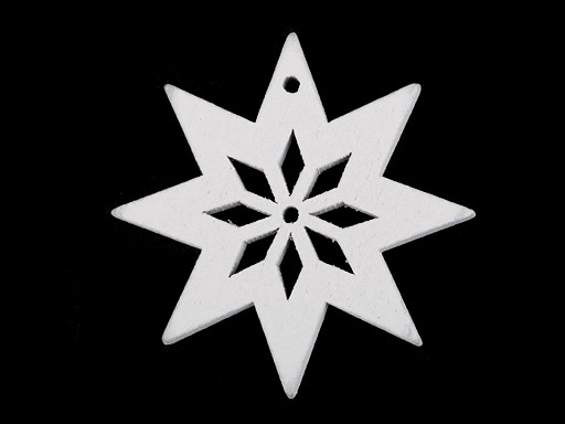 Drevená hviezda - biela - 48 mm
