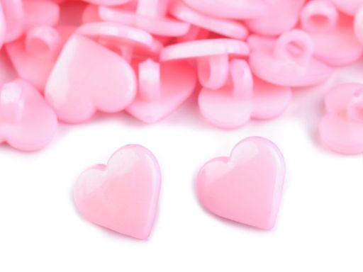 Gombík plast srdce ružové 15,2 mm