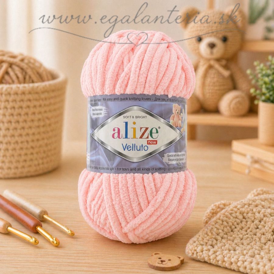 Alize Velluto 340 - pudrová ružová