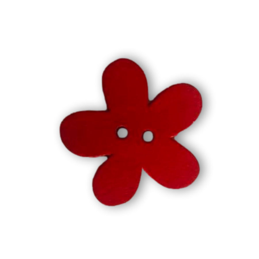 Drevený gombík kvet červený 25 mm