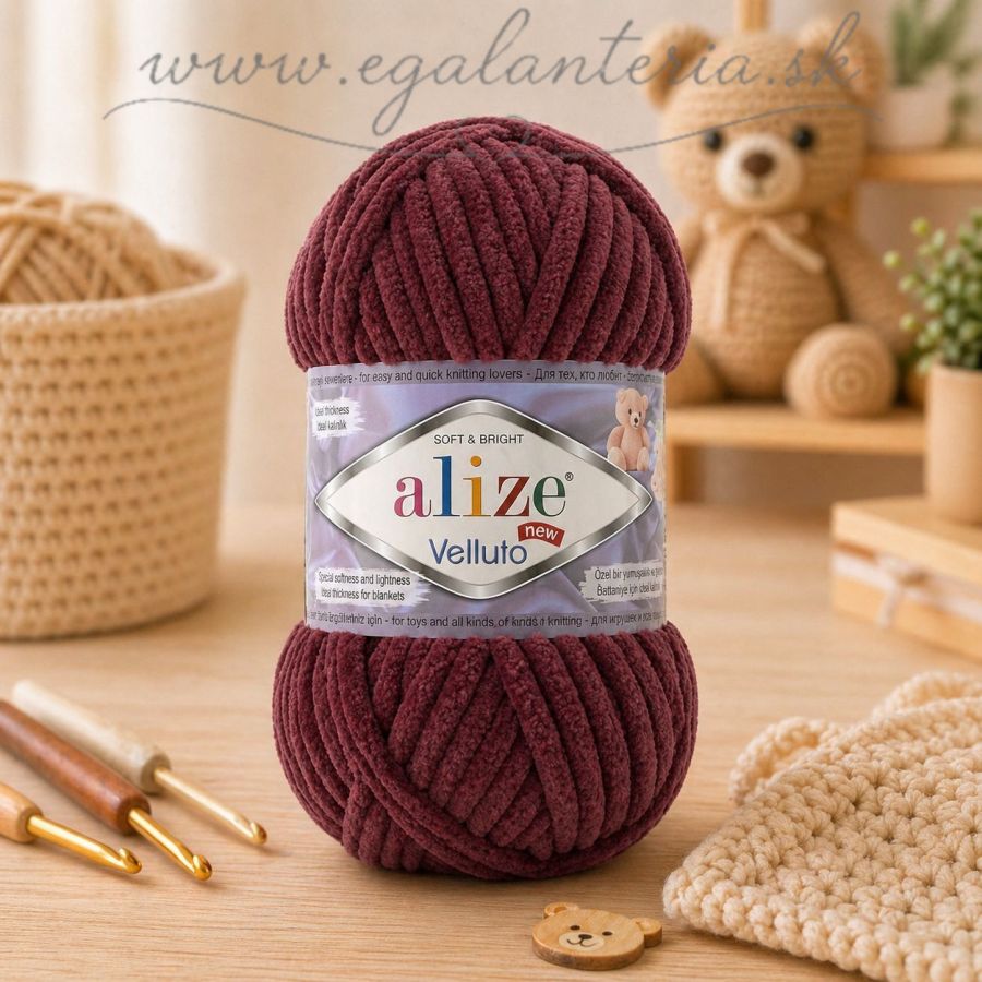 Alize Velluto 933 - bordovo-hnedá