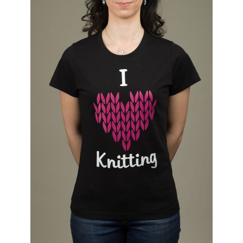 Tričko I ♥ Knitting Čierne Dámske