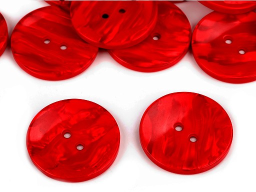 Gombík perleťový 38mm - červený
