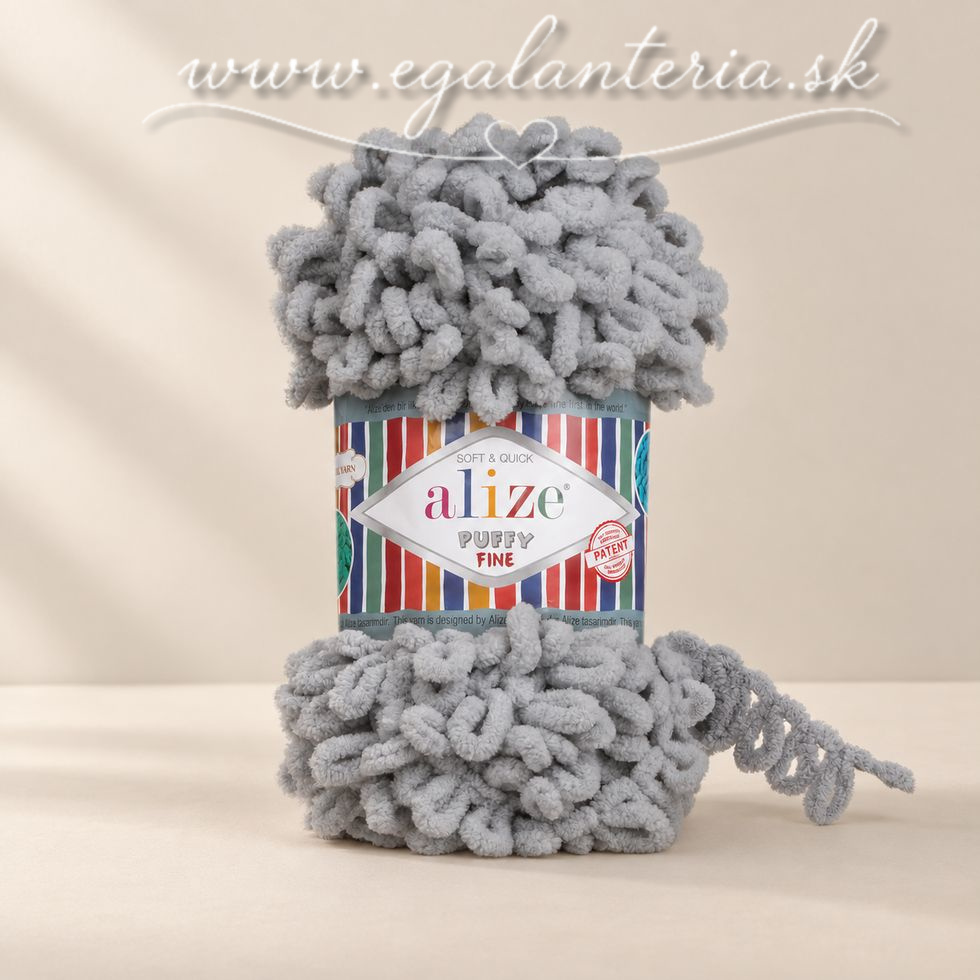 Alize Puffy Fine 343 - sivá ocelová