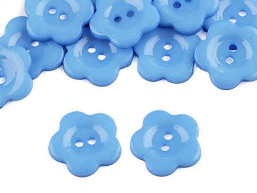 Plastový gombík - kvietok modrý