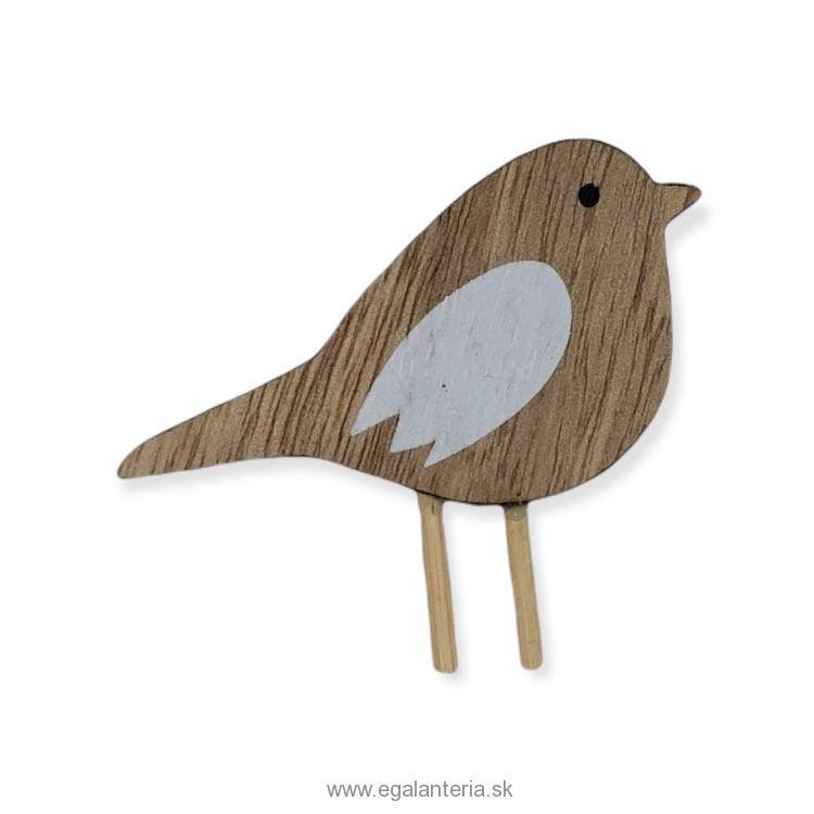 Napichovací drevený vtáčik veľký 6,5x4cm