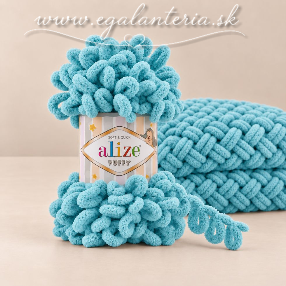 Alize Puffy 414 - azúrová modrá