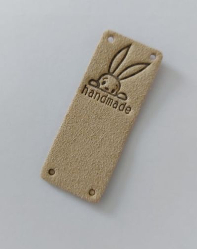 Semišový HandMade štítok - béžový