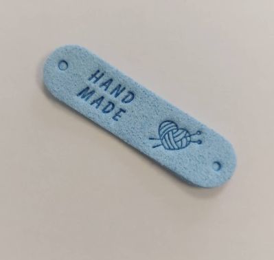 Malý semišový Hand Made štítok - modrý