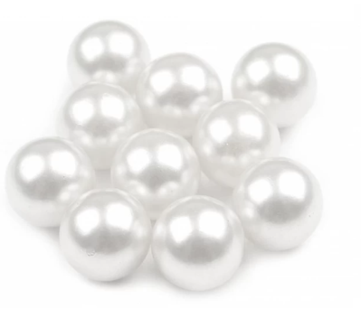 Dekoračné guľky/perly bez dierok 10 mm - biele