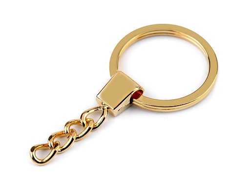 Krúžok na kľúče 30 mm s retiazkou - žlté zlato