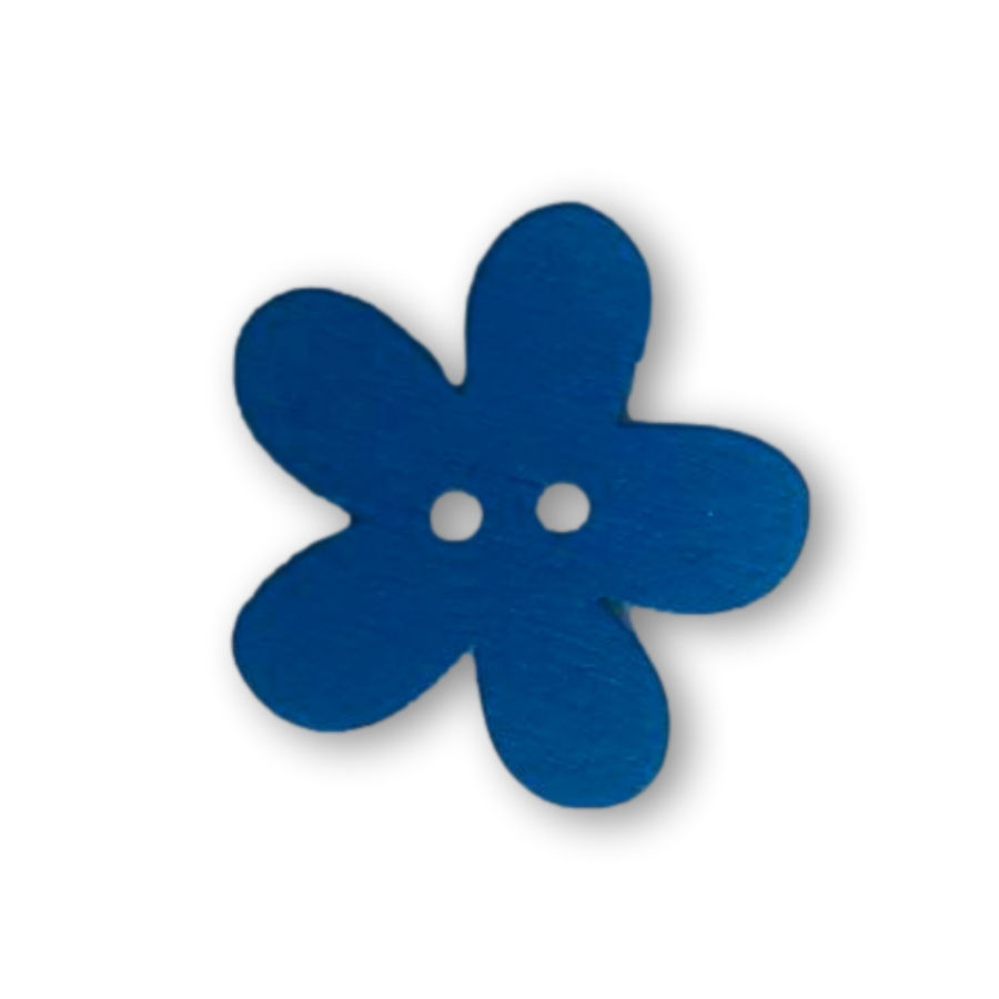 Drevený gombík kvet modrý 25 mm