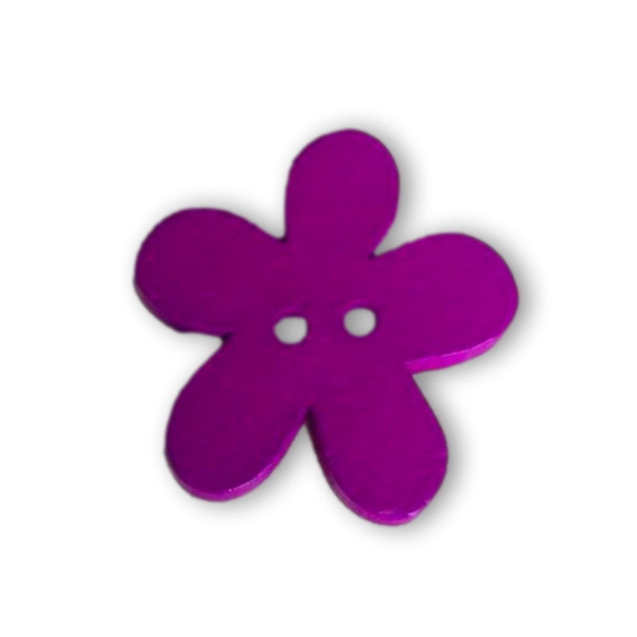 Drevený gombík kvet fialový 25 mm