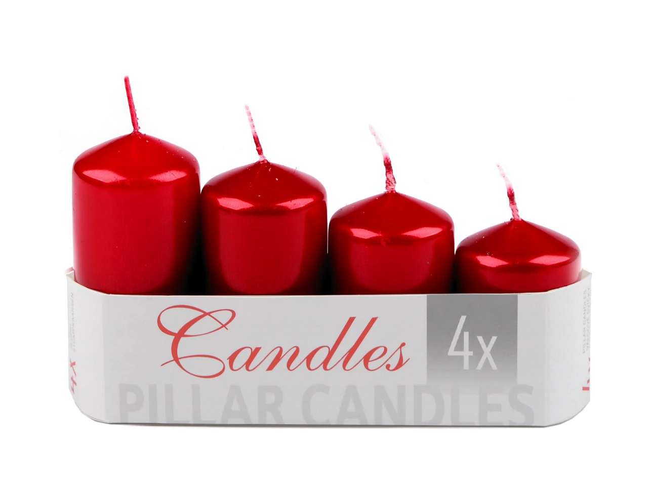 Adventné sviečky zostupné 4 cm - červená perleť 