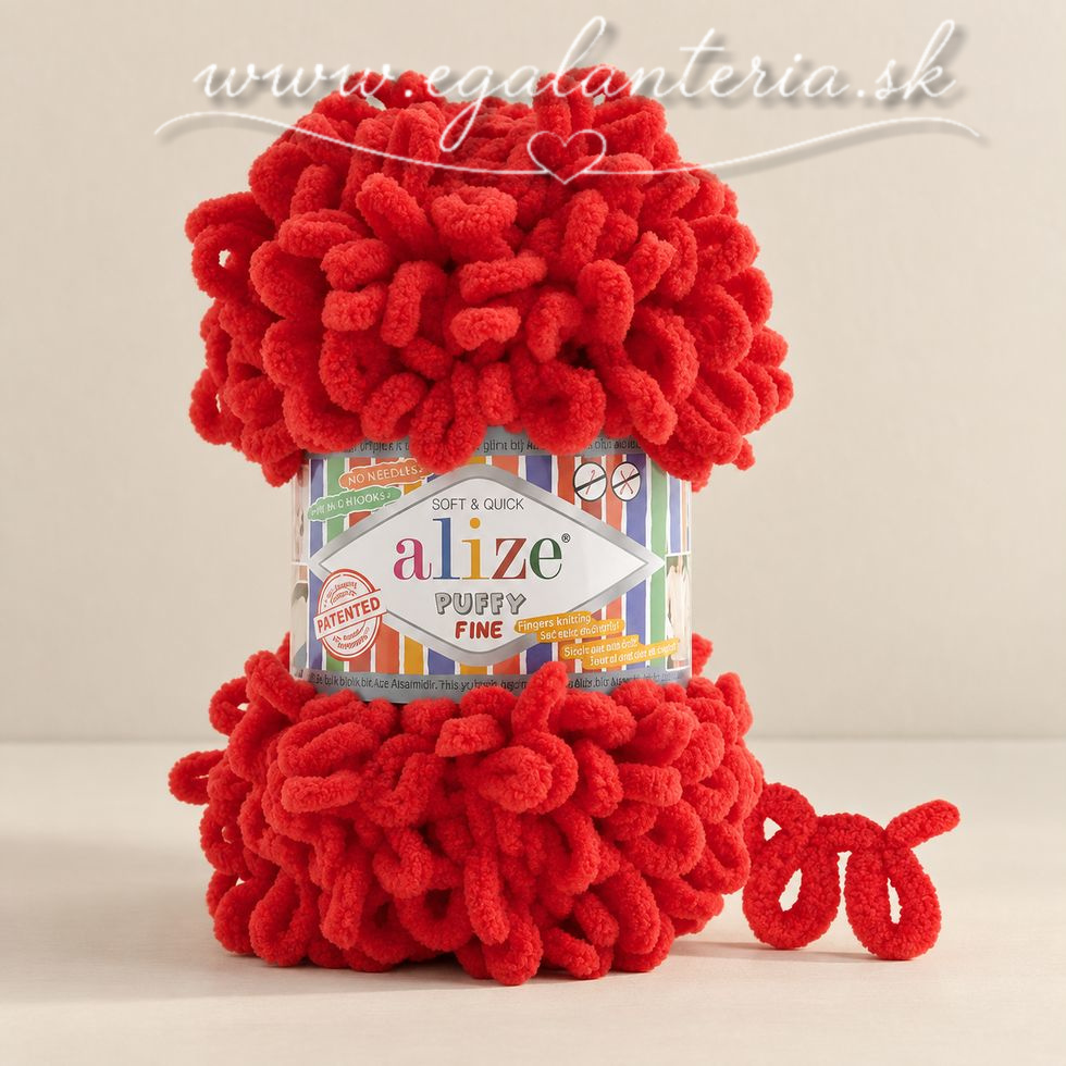 Alize Puffy Fine 106 - karmínová červená